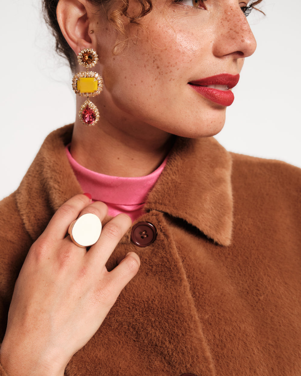 Sashi Earring - Pink/Yellow Earrings DEEPA GURNANI