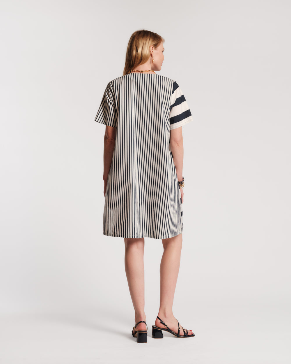 Schooner Dress Nautical Stripe Cotton Poplin Navy/Oyster Frances Valentine