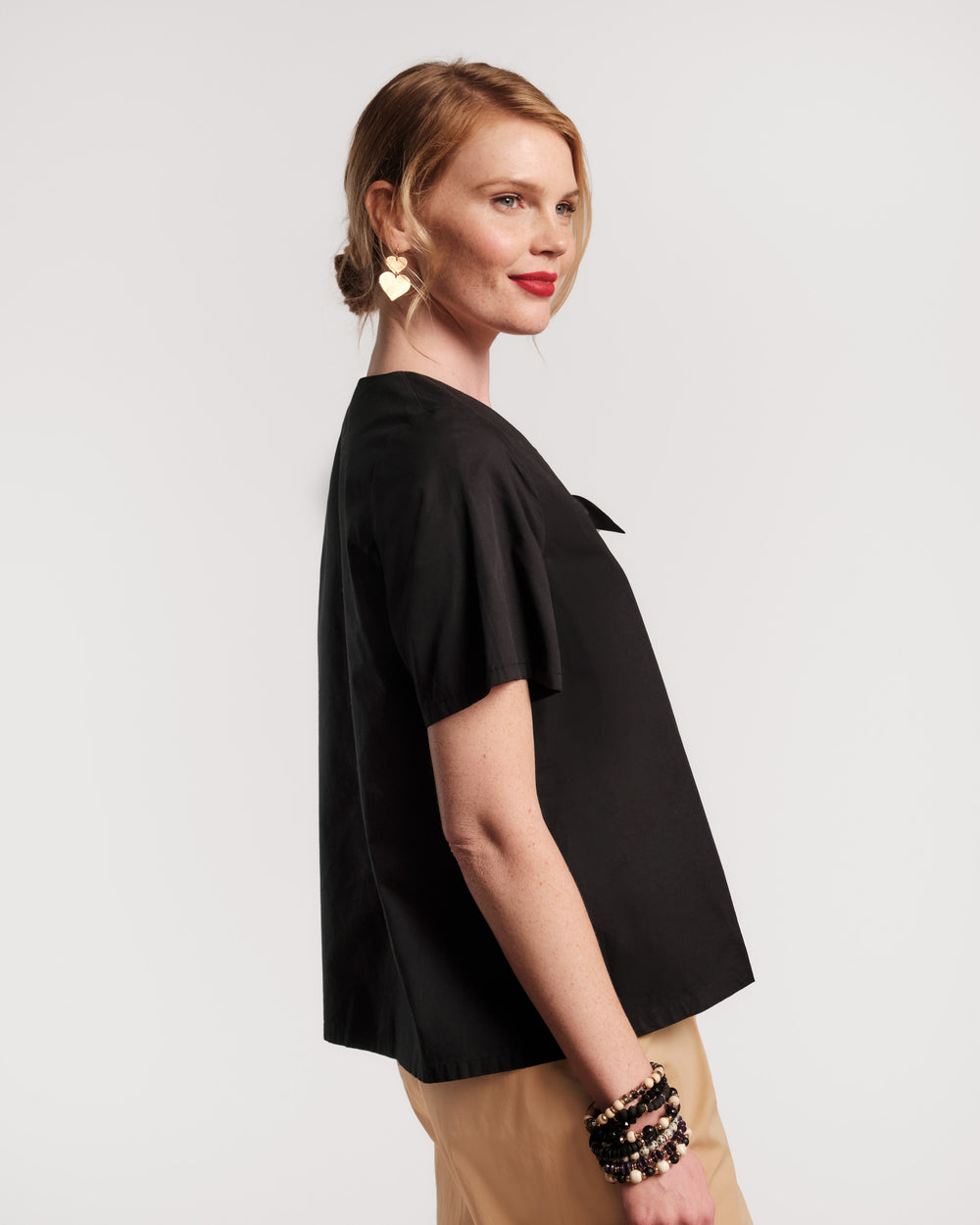 Schooner Top - Black Flower Frances Valentine