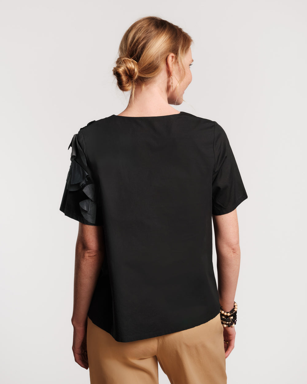 Schooner Top - Black Flower Frances Valentine