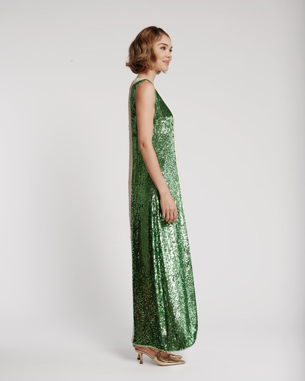 Sequin Maxi Dress - Green/Oyster Frances Valentine