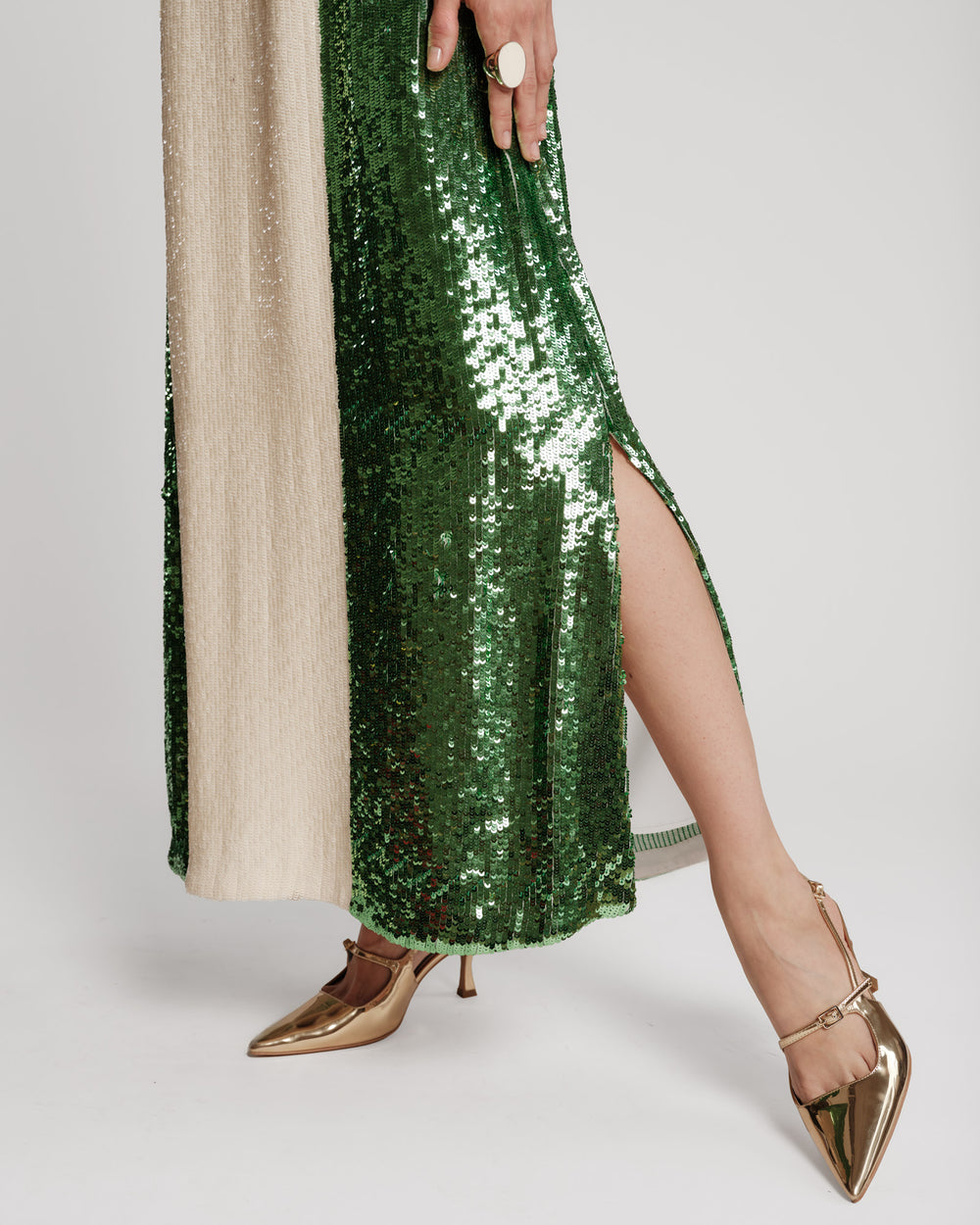 Sequin Maxi Dress - Green/Oyster Frances Valentine
