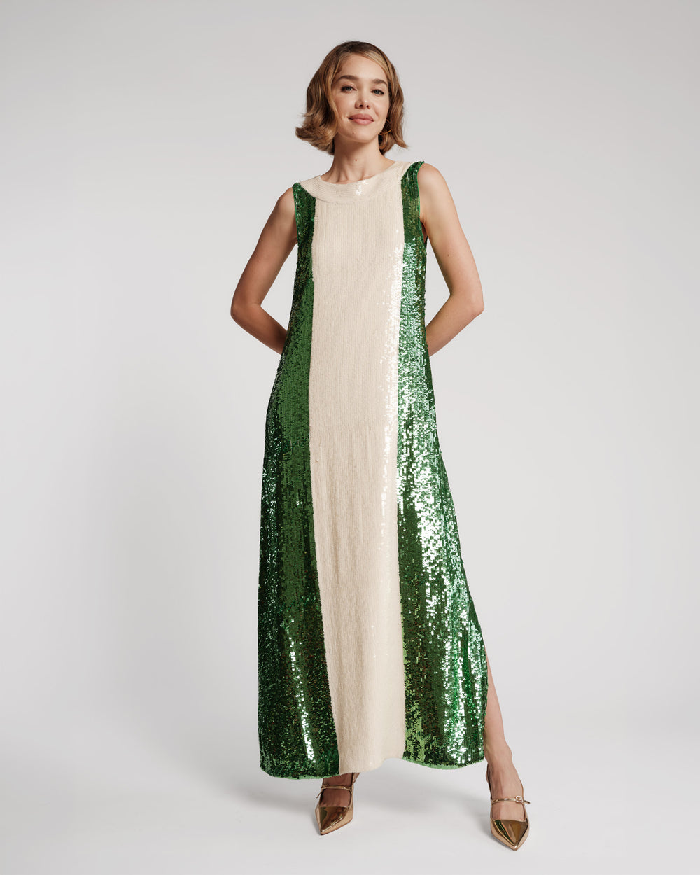 Sequin Maxi Dress - Green/Oyster Frances Valentine