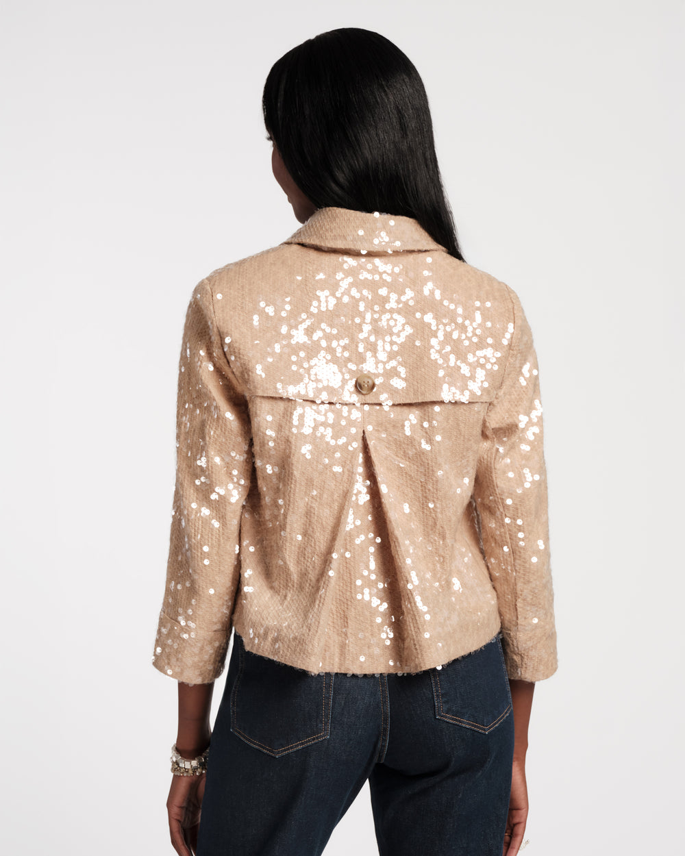 Sequin Moto Jacket - Champagne - Frances Valentine