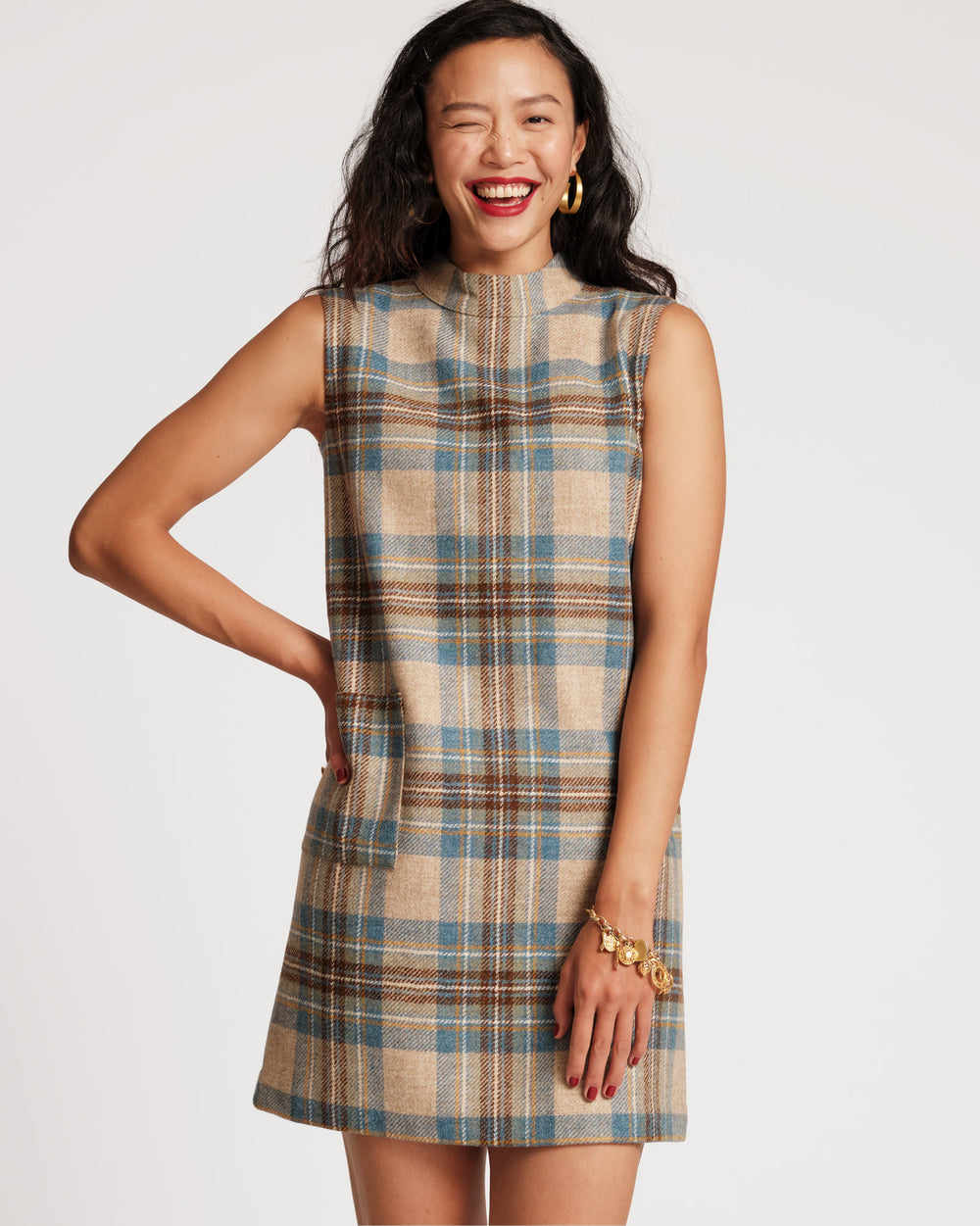 Ellen Wool Shift Dress - Stewart Plaid Dresses Frances Valentine