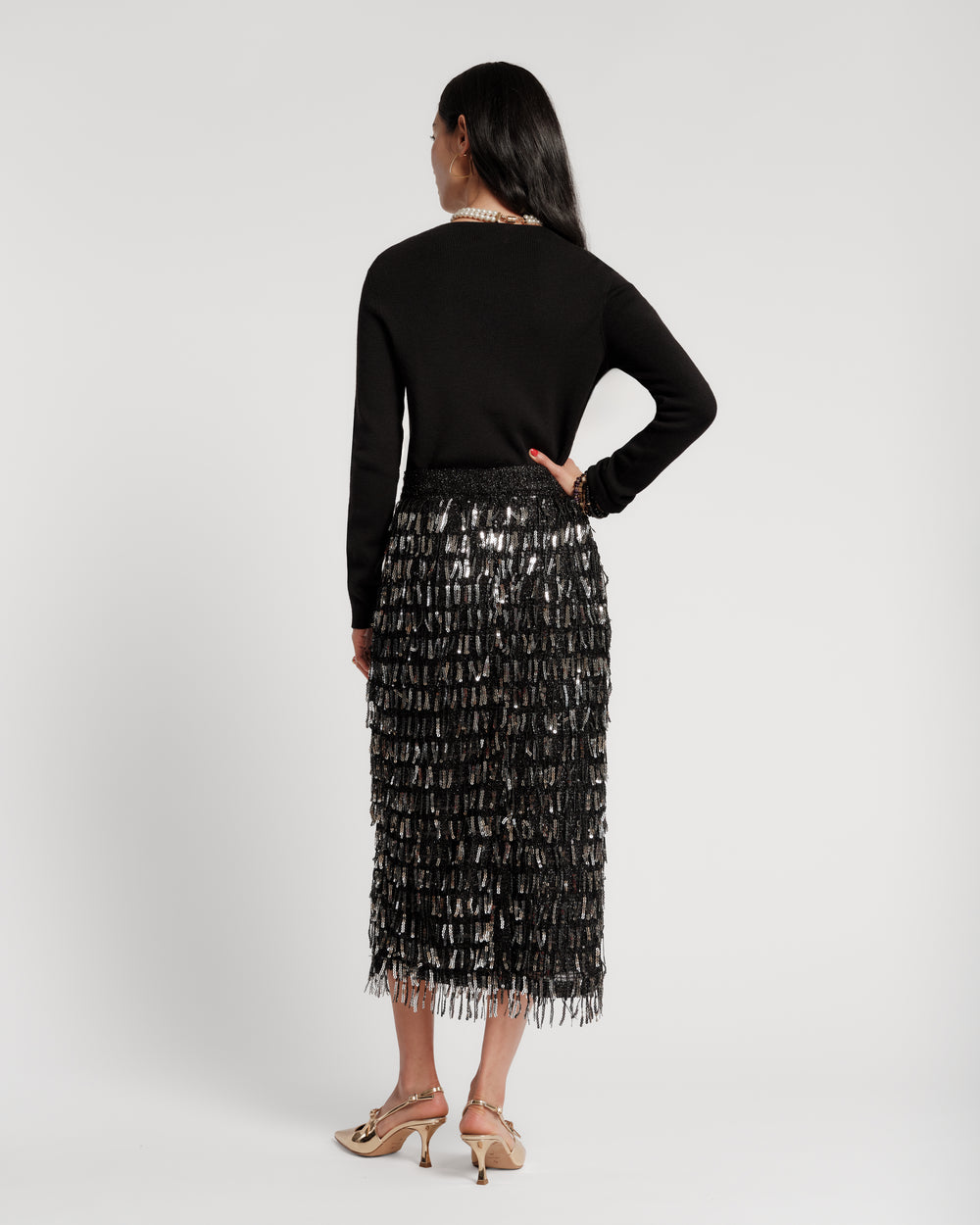 Shimmy Skirt - Black Sequin Skirts Frances Valentine