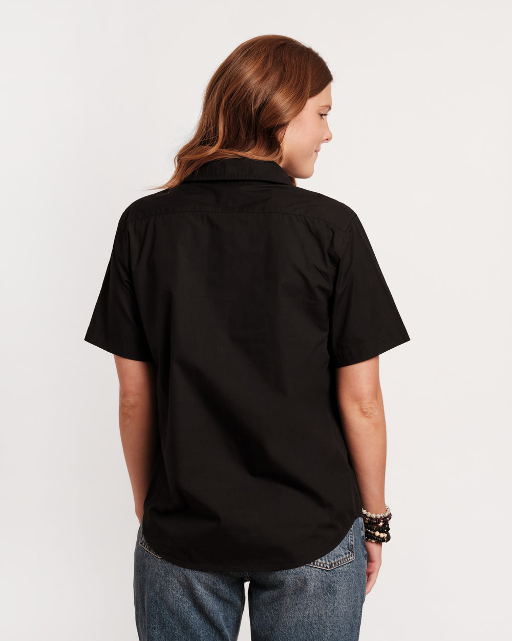 Perfect Button Down Short Sleeve - Black Tops Frances Valentine