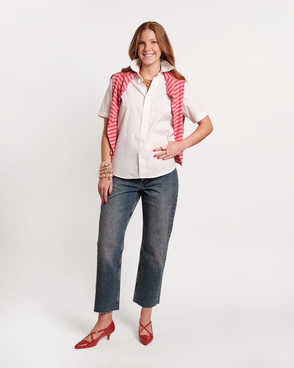 Perfect Button Down Short Sleeve - White Tops Frances Valentine