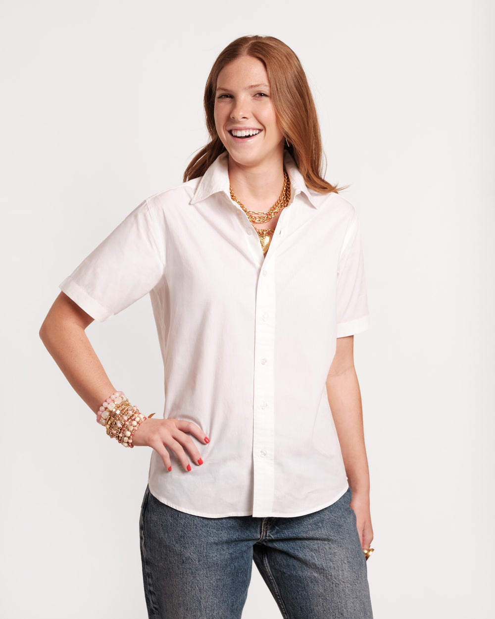 Perfect Button Down Short Sleeve - White Tops Frances Valentine
