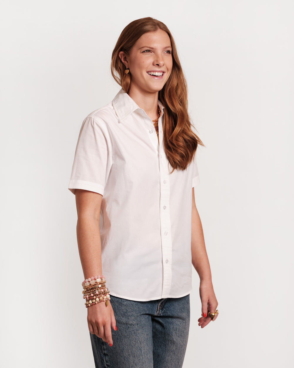 Perfect Button Down Short Sleeve - White Tops Frances Valentine
