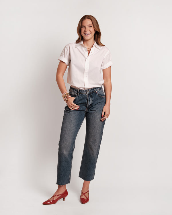 Perfect Button Down Short Sleeve - White Tops Frances Valentine
