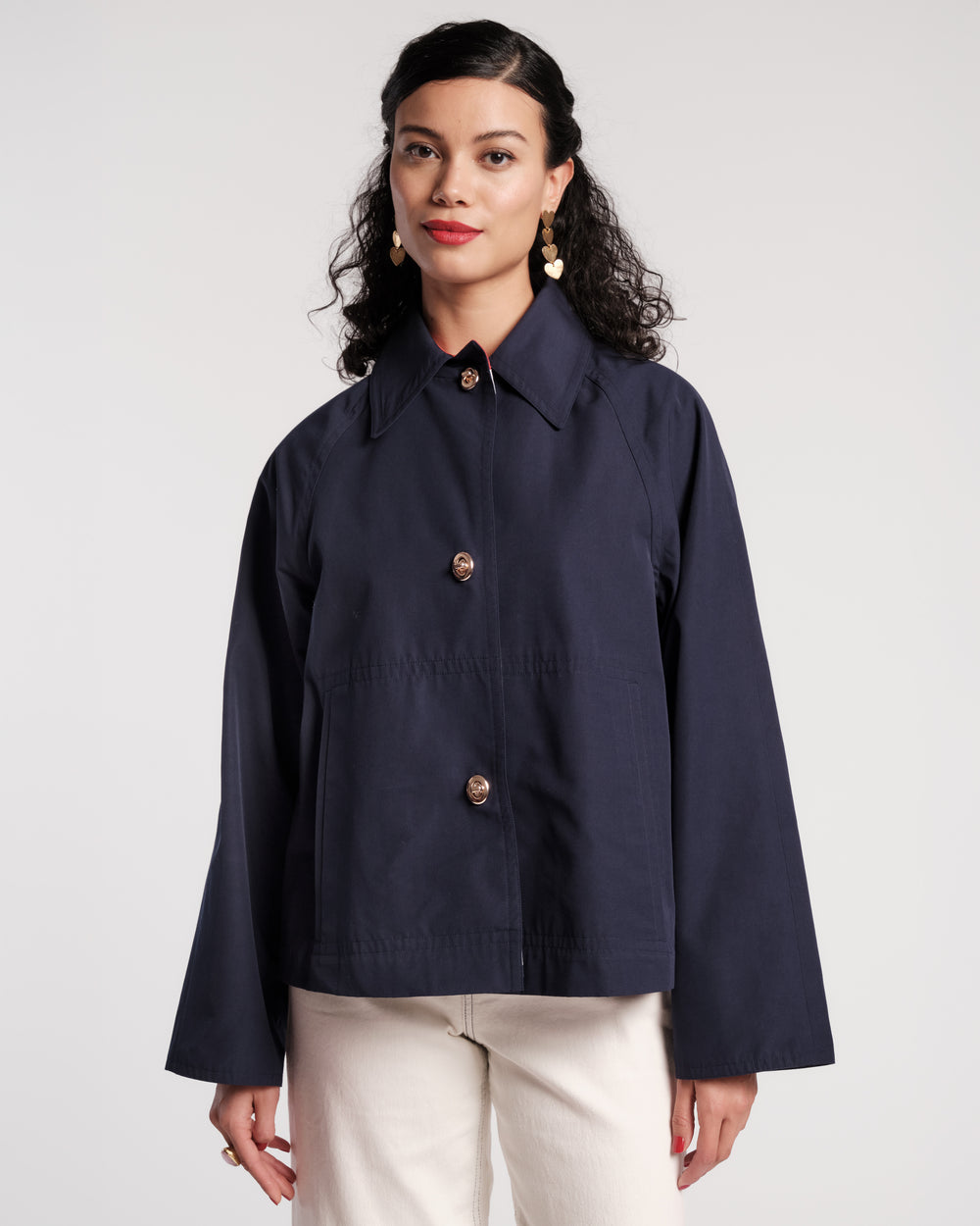 Short Spiffy Trench Coat - Navy Coats & Jackets Frances Valentine