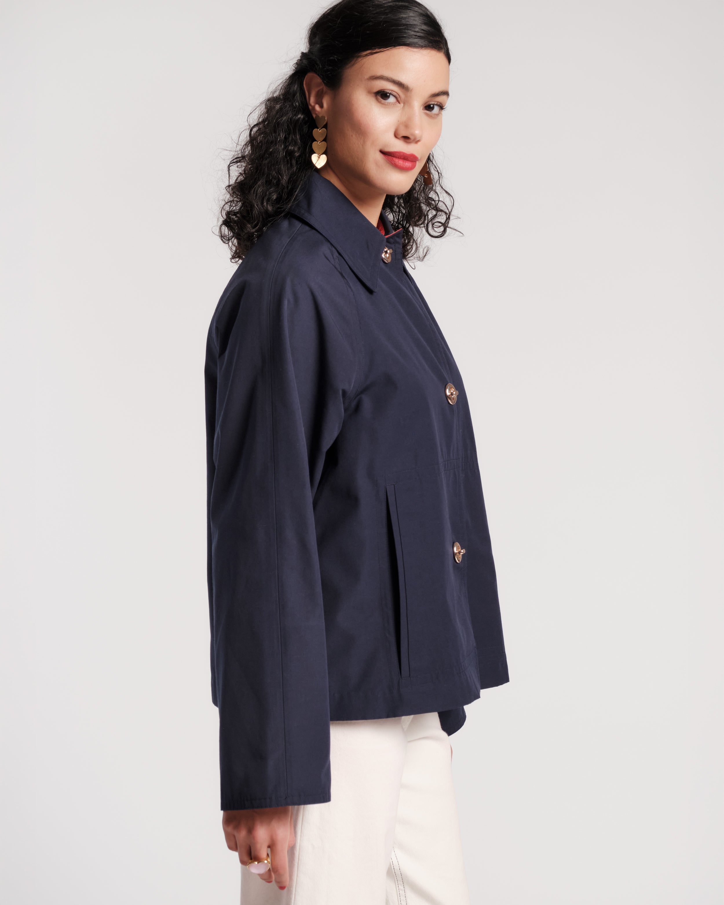 Short Spiffy Trench Coat - Navy – Frances Valentine