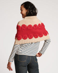 Emma Embroidered Flower Wool Shrug Oyster Red - Frances Valentine