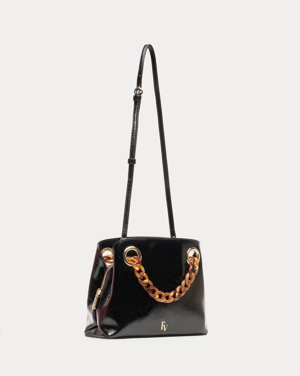 Skip Tote - Crinkled Leather Black - Frances Valentine
