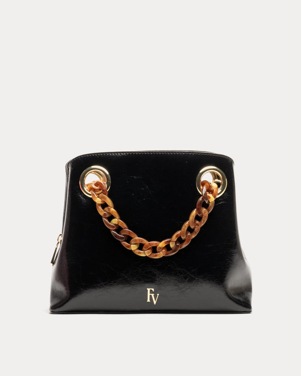 Skip Tote - Crinkled Leather Black - Frances Valentine