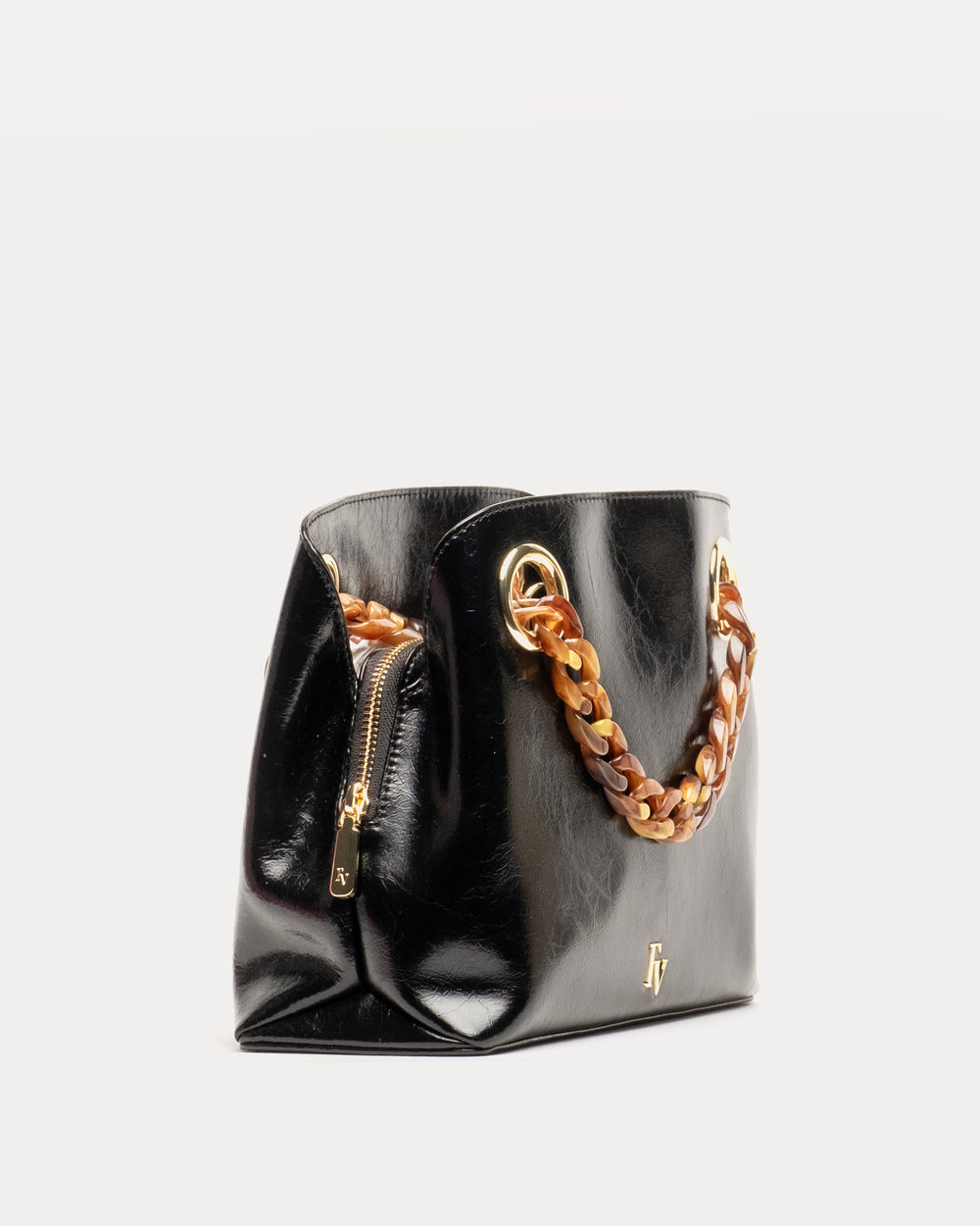 Skip Tote - Crinkled Leather Black - Frances Valentine