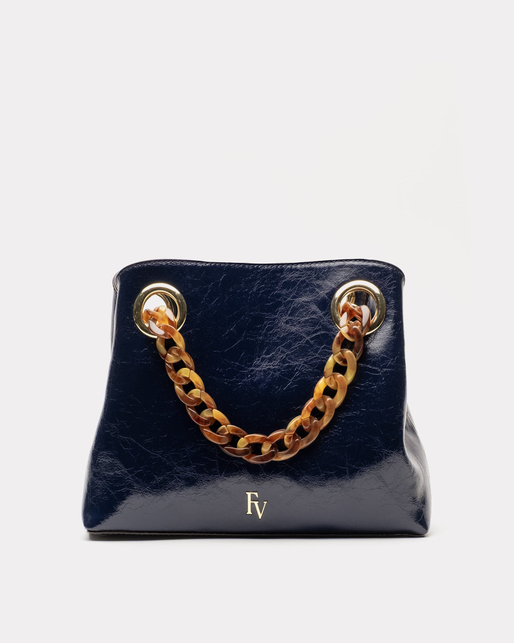 Skip Tote - Crinkled Leather Navy - Frances Valentine