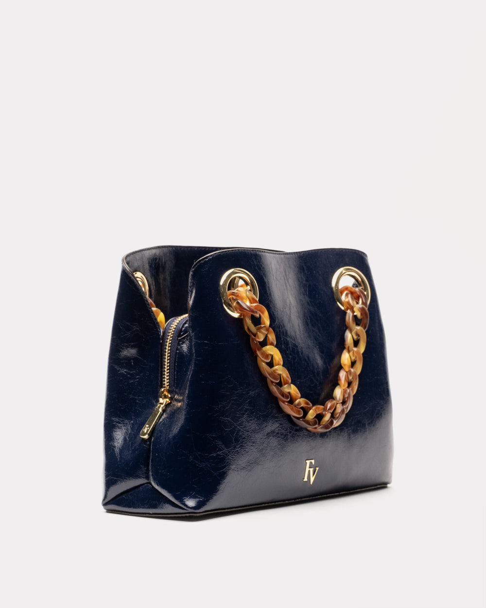 Skip Tote - Crinkled Leather Navy - Frances Valentine