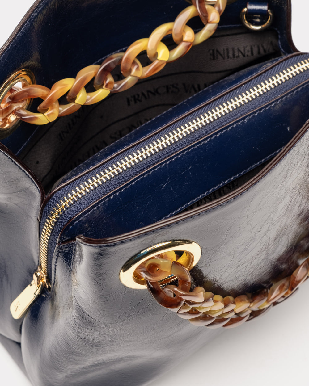 Skip Tote - Crinkled Leather Navy - Frances Valentine