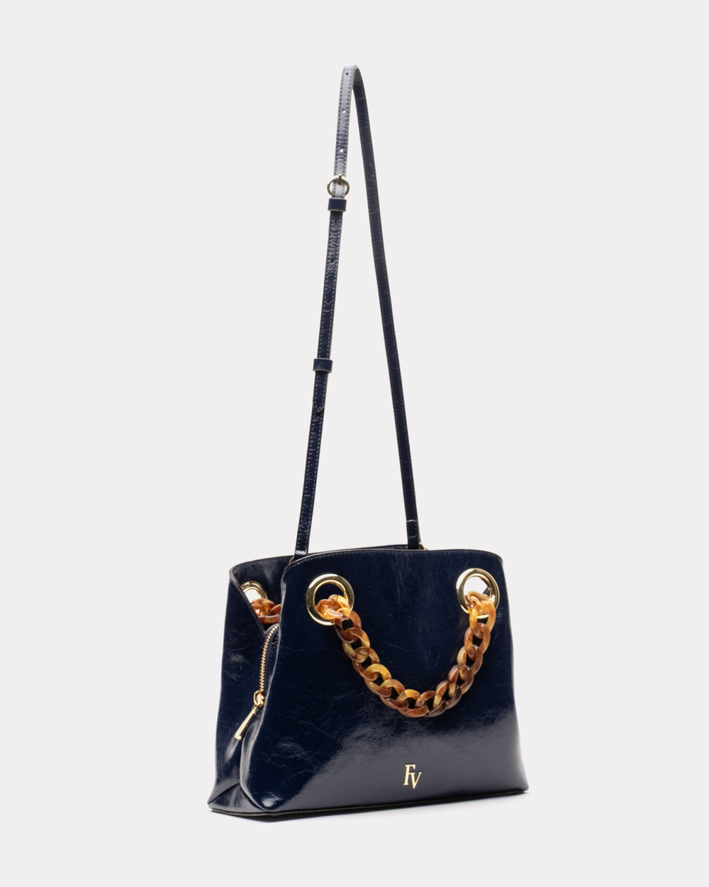Skip Tote - Crinkled Leather Navy - Frances Valentine