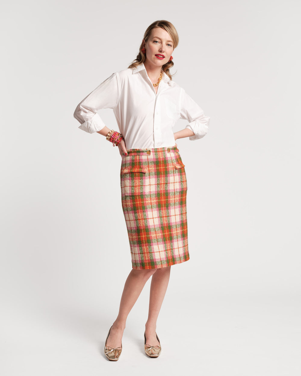 Wool Plaid Pencil Skirt - Frances Valentine
