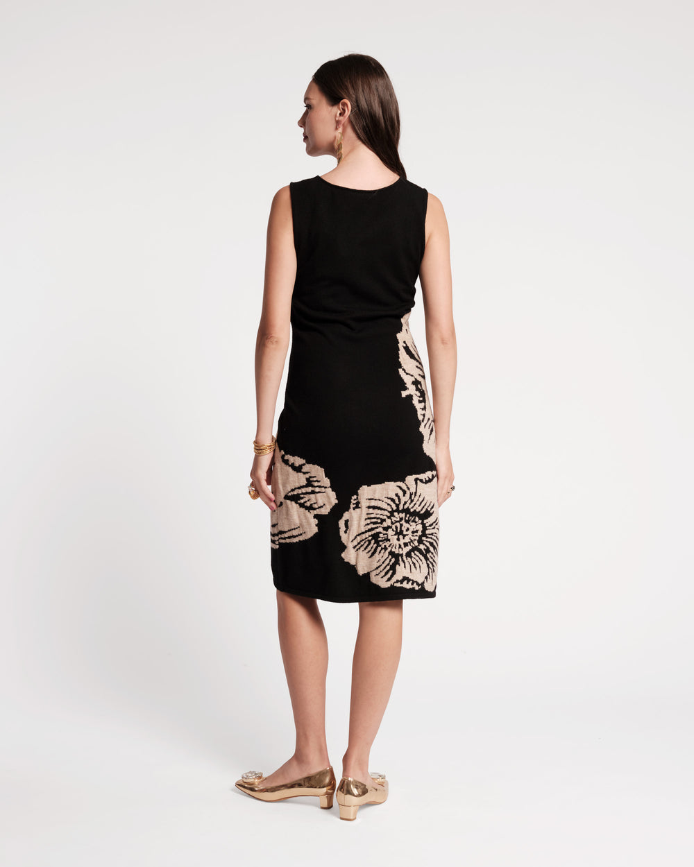 Swan Shift Dress - Carefree Chrysanthemum Black Dresses Frances Valentine