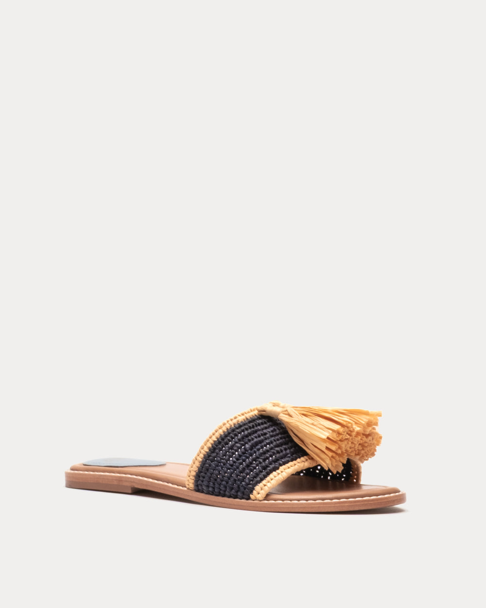 Sandal w/Tassle Raffia Raffia/Leather Navy/Natural Frances Valentine
