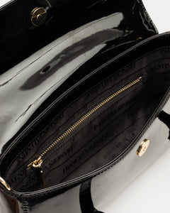 Small Slim Tote Soft Patent Leather Black - Frances Valentine