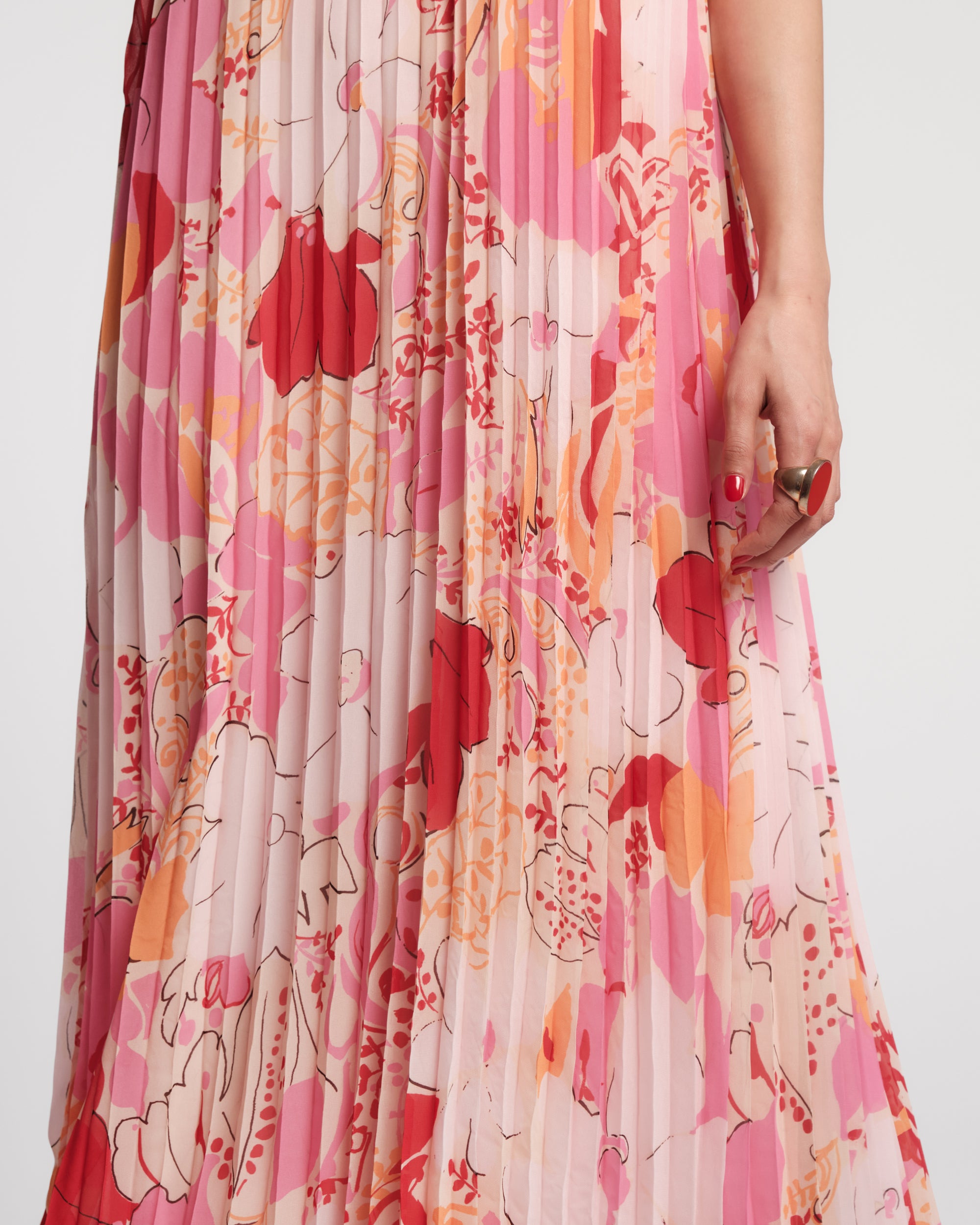 Slim Pleated Maxi Dress - Wild Tulip – Frances Valentine