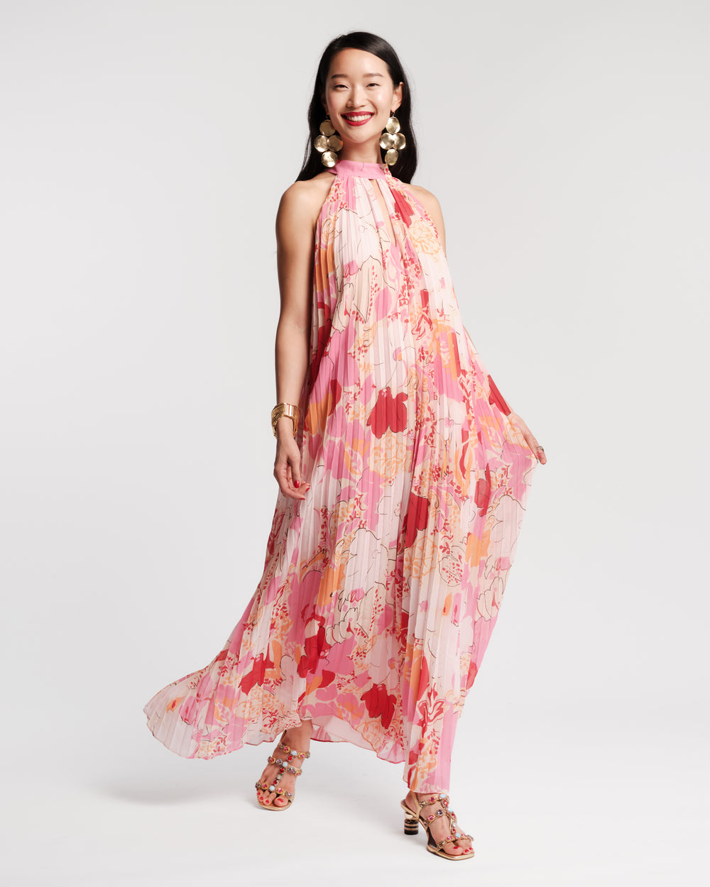 Slim Pleated Maxi Dress - Wild Tulip 3X Slim Pleated Maxi Dress - Wild Tulip 3X