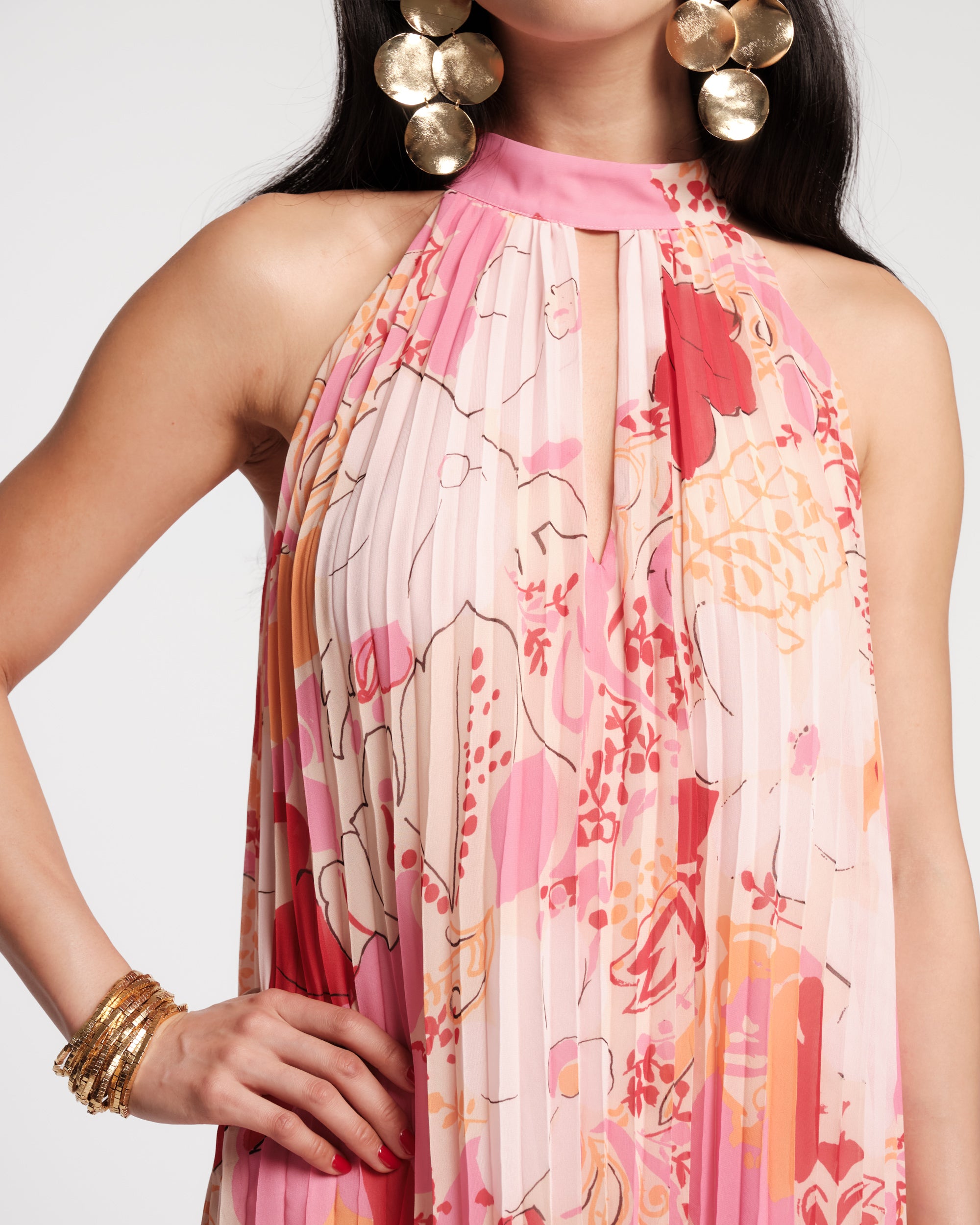 Slim Pleated Maxi Dress - Wild Tulip – Frances Valentine