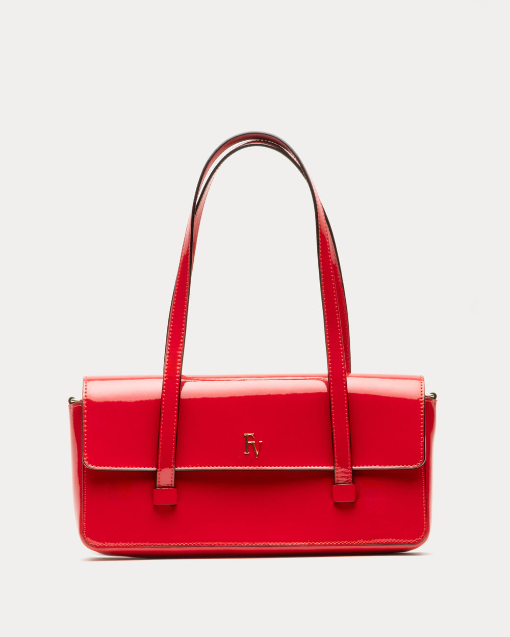 Small Slim Tote Bag - Patent Leather Red - Frances Valentine
