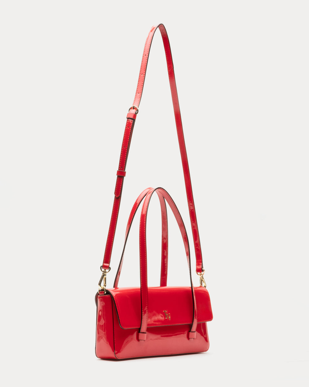 Small Slim Tote Bag - Patent Leather Red - Frances Valentine