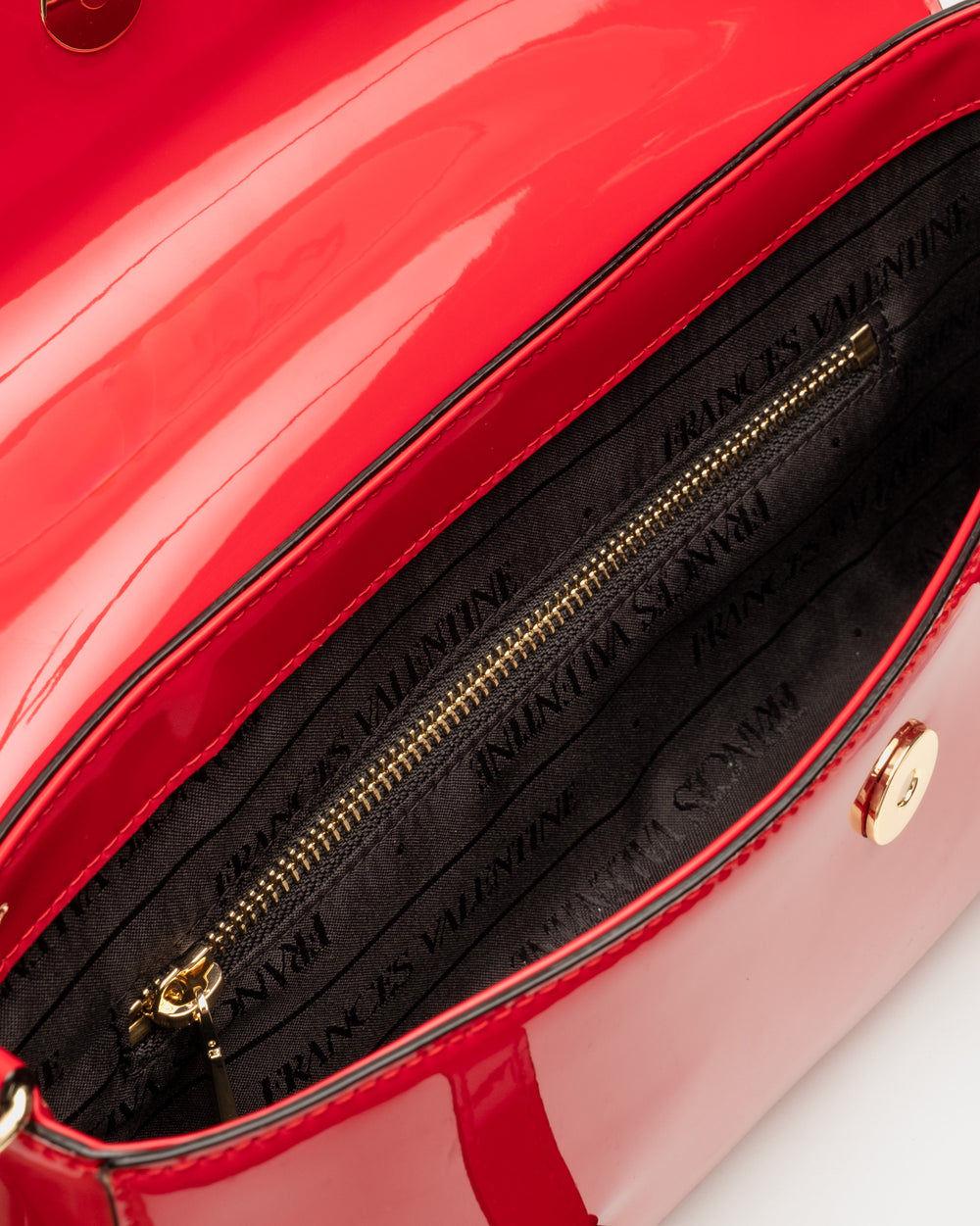 Small Slim Tote Bag - Patent Leather Red - Frances Valentine