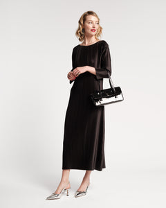 Slinky Pleated Maxi Dress Black - Frances Valentine