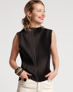 Slinky Pleated Top Black - Frances Valentine