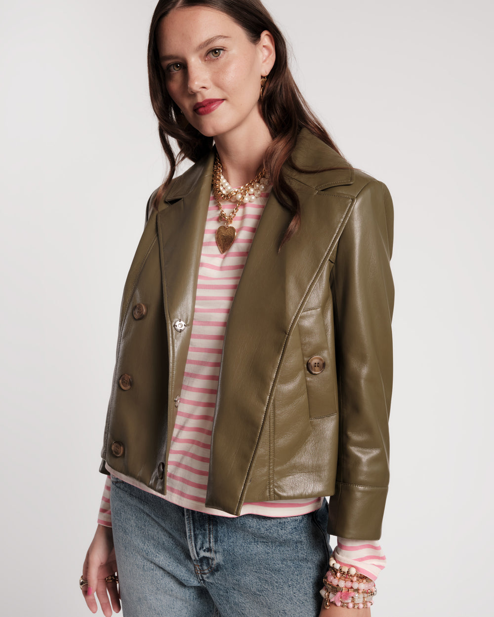 Moto Jacket - Faux Leather Olive Coats & Jackets Frances Valentine