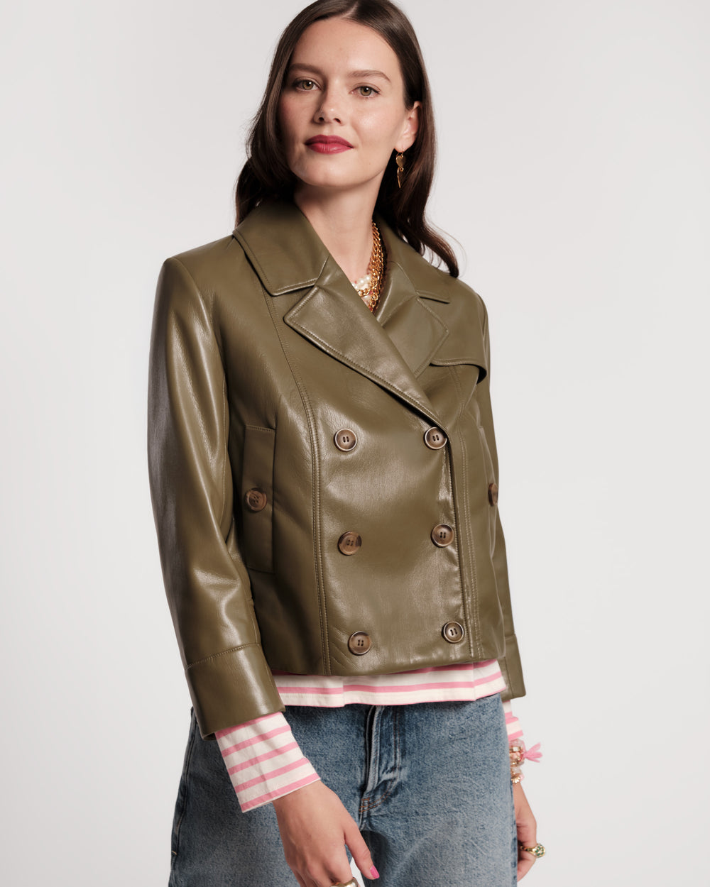 Moto Jacket - Faux Leather Olive Coats & Jackets Frances Valentine