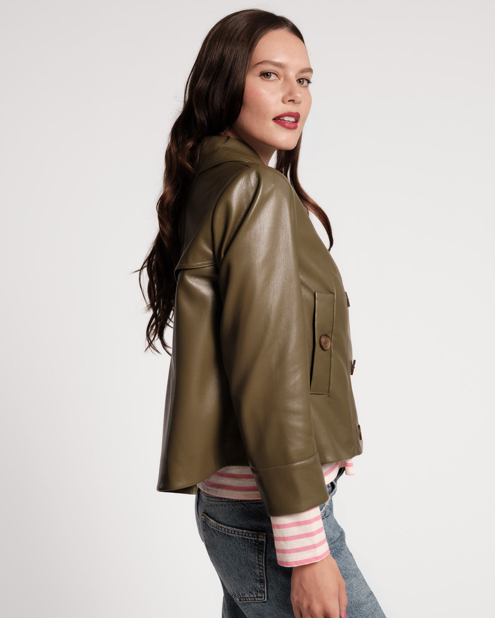 Moto Jacket - Faux Leather Olive Coats & Jackets Frances Valentine