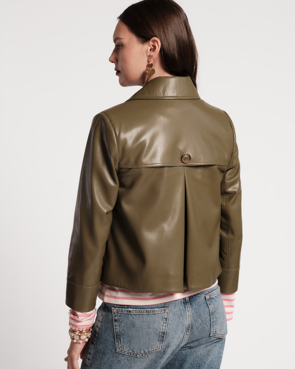 Moto Jacket - Faux Leather Olive Coats & Jackets Frances Valentine