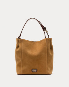 Small June Hobo Suede Leather Chestnut - Frances Valentine