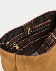 Small June Hobo Suede Leather Chestnut - Frances Valentine