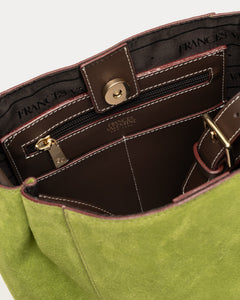 Small June Hobo Suede Leather Green - Frances Valentine