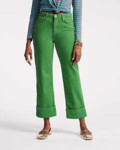 Smarty Cuffed Jeans Green - Frances Valentine