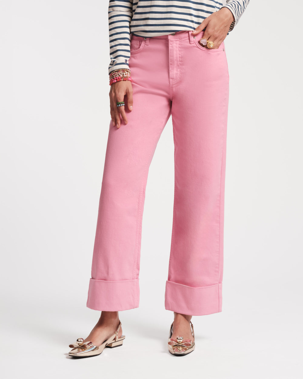 Smarty Cuffed Jeans - Pink - Frances Valentine