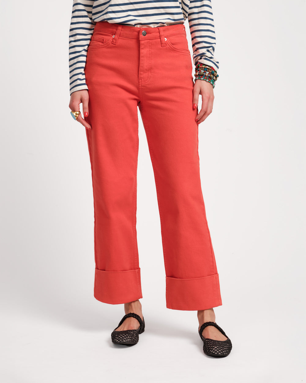 Smarty Cuffed Jeans - Red - Frances Valentine