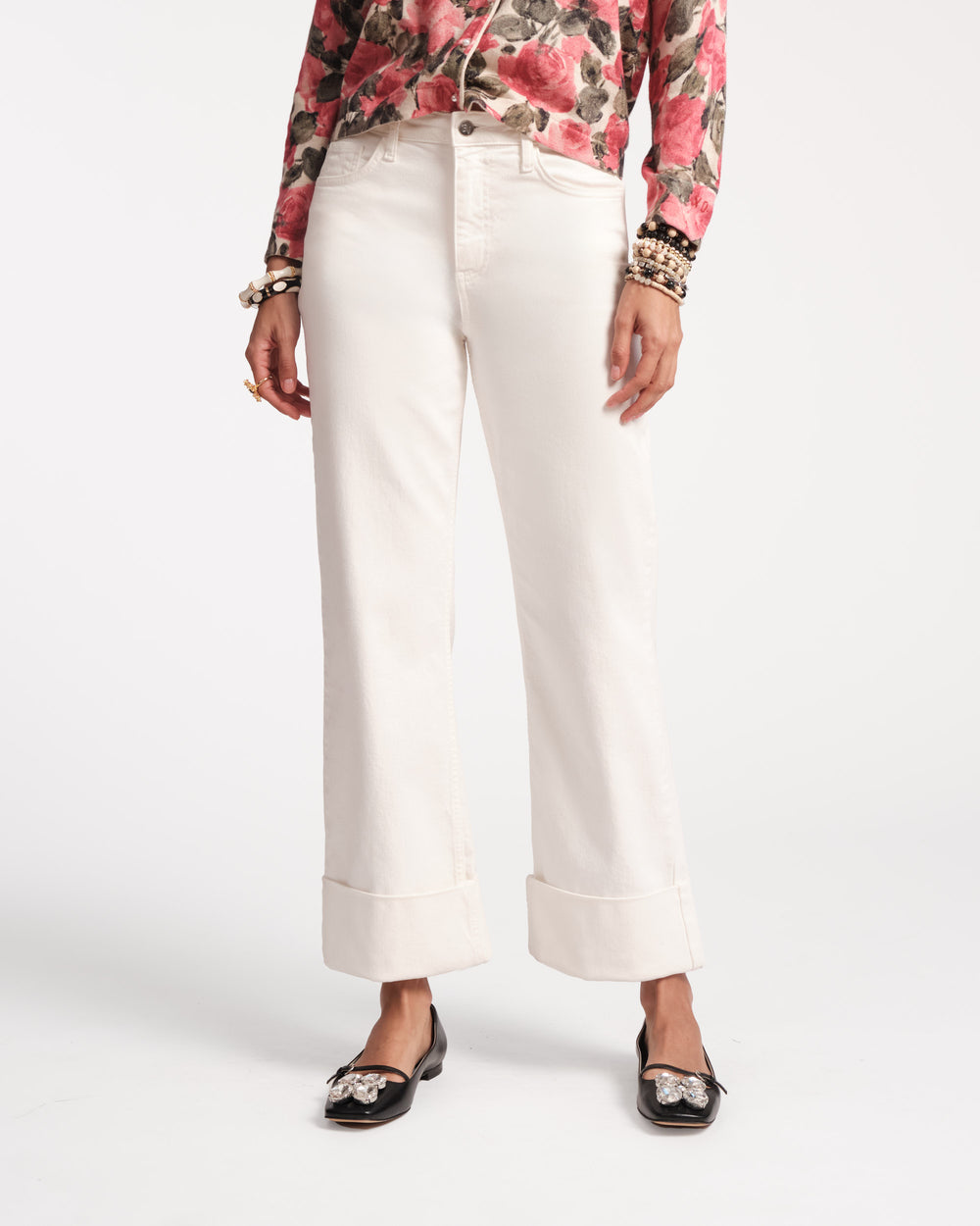Smarty Cuffed Jeans - White Pants Frances Valentine