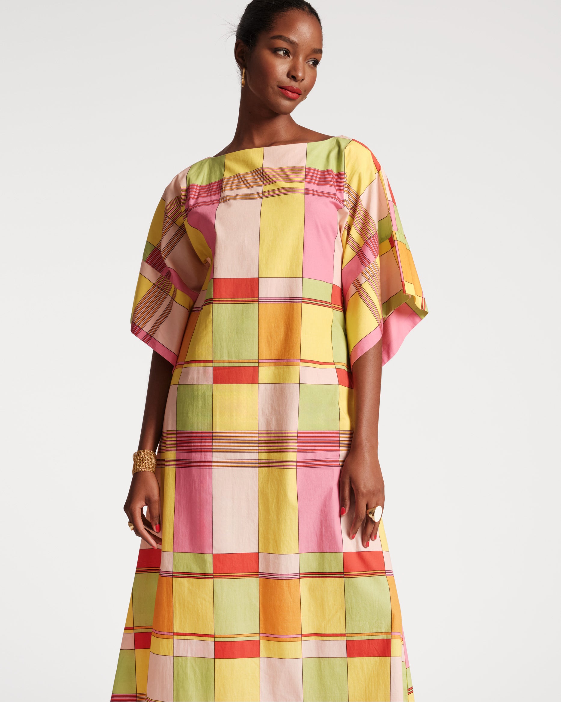 Spinnaker Maxi Dress Colorblock Plaid