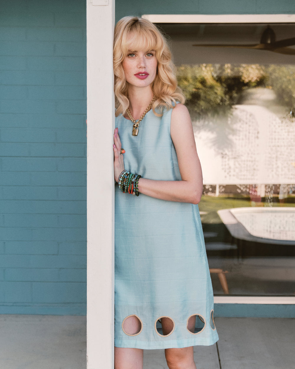Lilly Cut Out Mini Dress - Air Blue Dresses Frances Valentine